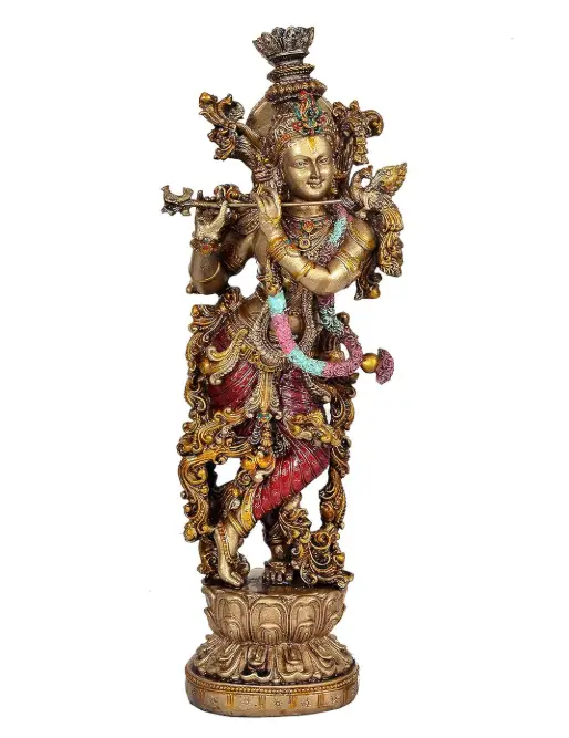 Krishna Statue Large Sized Slim with Flute for Home Decor